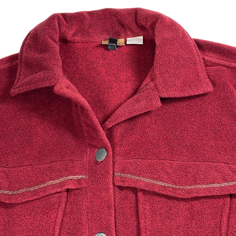 TSUNAMI Fleece Button Up Jacket Women's L Red Pockets‎ Cozy Comfort - Picture 2 of 9